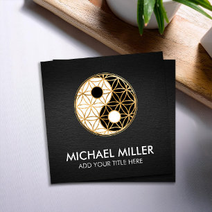 Flower of life - Yin Yang symbol Square Business Card