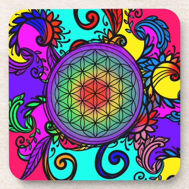 Flower of life zen Chakra Coaster (Front)