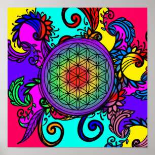 Flower of life zen Chakra Poster