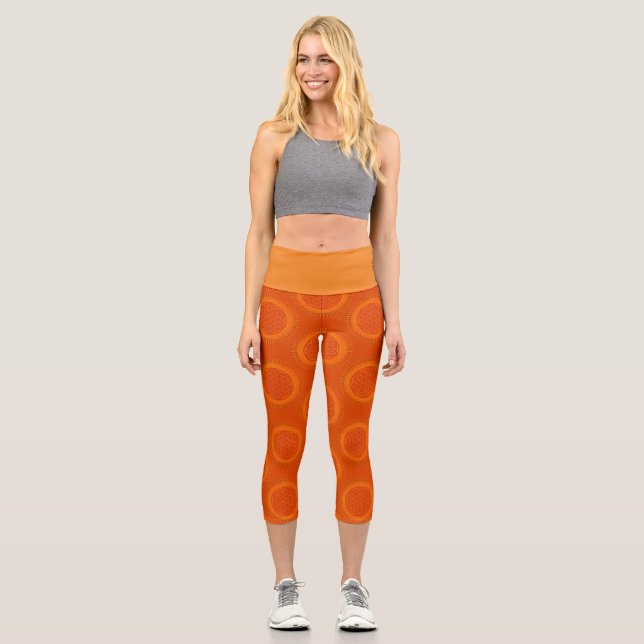 Flower Of Live - sun - seamless pattern 1 Capri Leggings (Front)