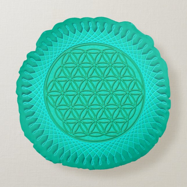 Flower Of Live - sun - seamless pattern 2 Round Cushion (Front)