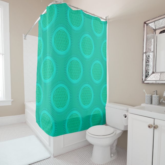 Flower Of Live - sun - seamless pattern 2 Shower Curtain (In Situ)