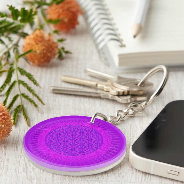 Flower Of Live - sun - seamless pattern 3 Key Ring (Front Right)