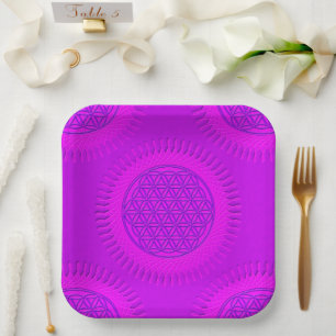 Flower Of Live - sun - seamless pattern 3 Paper Plate