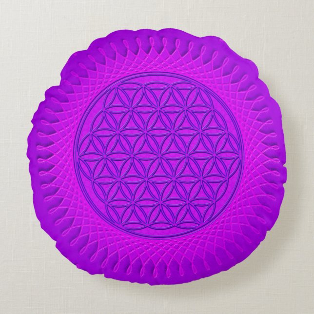 Flower Of Live - sun - seamless pattern 3 Round Cushion (Front)