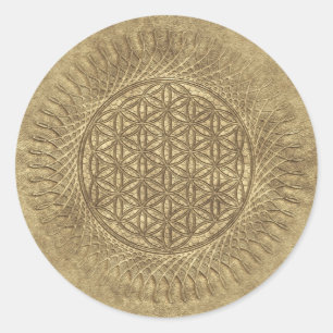 Flower Of Live - sun - seamless pattern 4 Classic Round Sticker