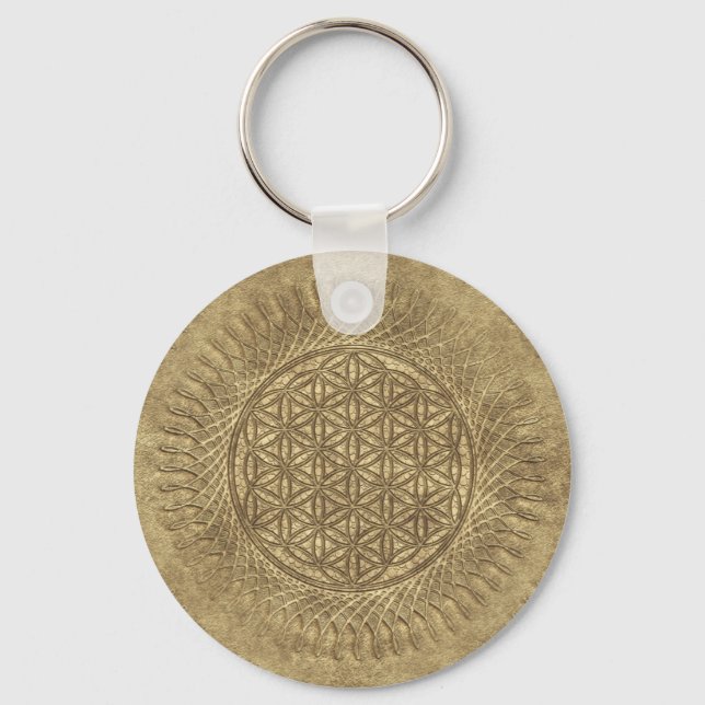 Flower Of Live - sun - seamless pattern 4 Key Ring (Front)