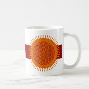 Flower Of Live / sunny design   dark red stripe Coffee Mug