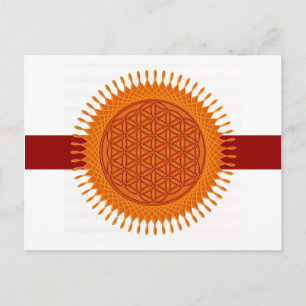 Flower Of Live / sunny design dark red stripe Postcard