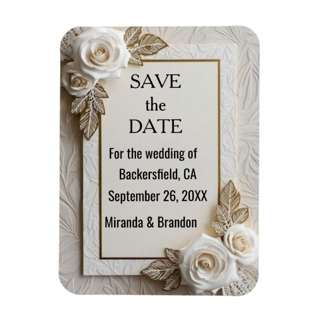 "Flower of Love" - Elegant & Unique Wedding Invita Magnet (Vertical)