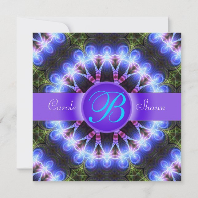 Flower of Love Fractal Art Wedding Invitation (Front)