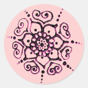 Flower Of Love (Henna) (Pink) Classic Round Sticker