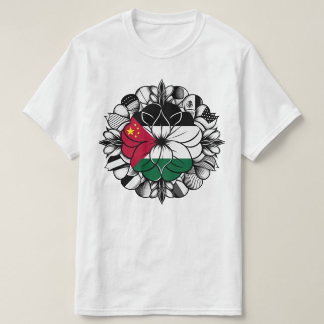 Flower of Palestine Flag, Palestine will be Free T-Shirt (Design Front)