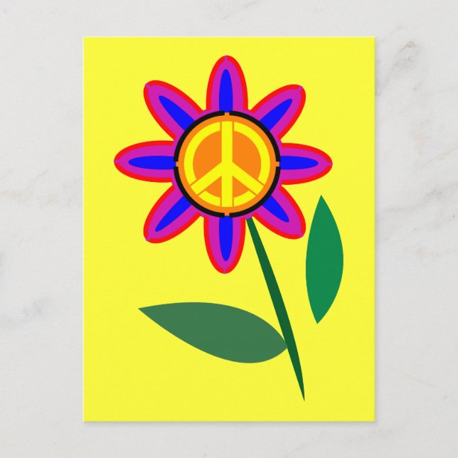 Flower of Peace - Peace Sign Pop Art Postcard (Front)