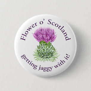 Flower of Scotland - getting jaggy with it! 6 Cm Round Badge