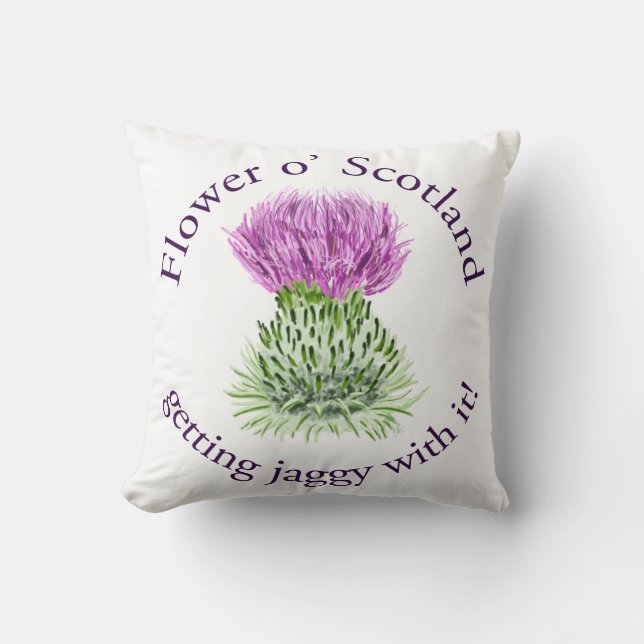 Flower of Scotland - getting jaggy with it! Cushion (Front)