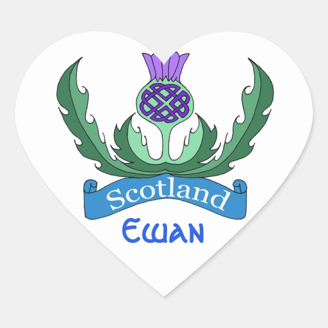 `Flower of Scotland' Heart Sticker (Front)