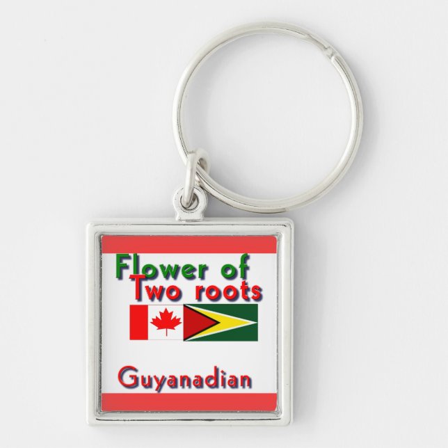 Flower of two roots guyanese-canadian key ring (Front)