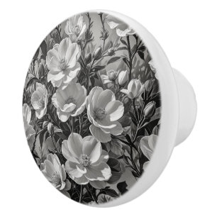 Flower oil painting grayscale ceramic knob