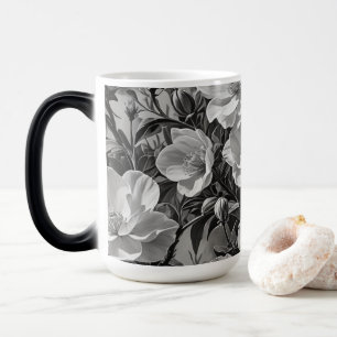 Flower oil painting grayscale magic mug
