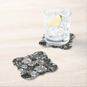 Flower oil painting grayscale paper coaster