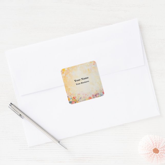 Flower Oilpainting Square Sticker (Envelope)