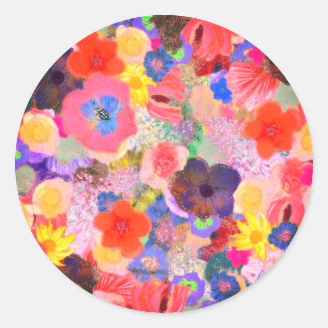 Flower oils classic round sticker (Front)