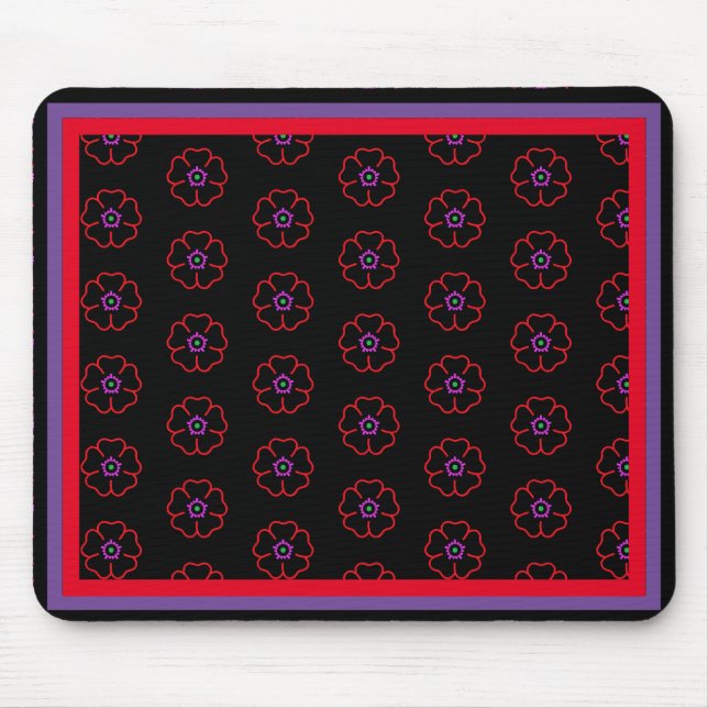 Flower on a Black Background Custom Personalised Mouse Mat (Front)