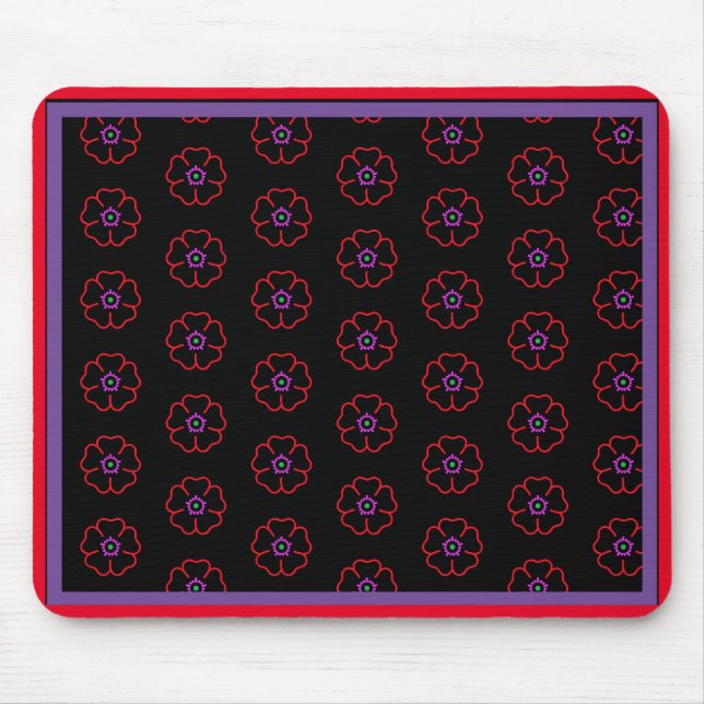Flower on a Black Background Custom Personalised Mouse Mat (Front)