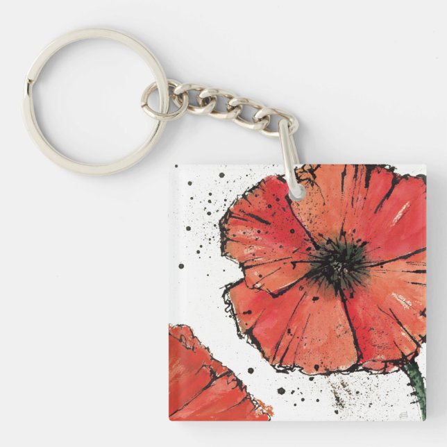 Flower on a White Background Key Ring (Front)