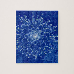 flower on blue jigsaw puzzle