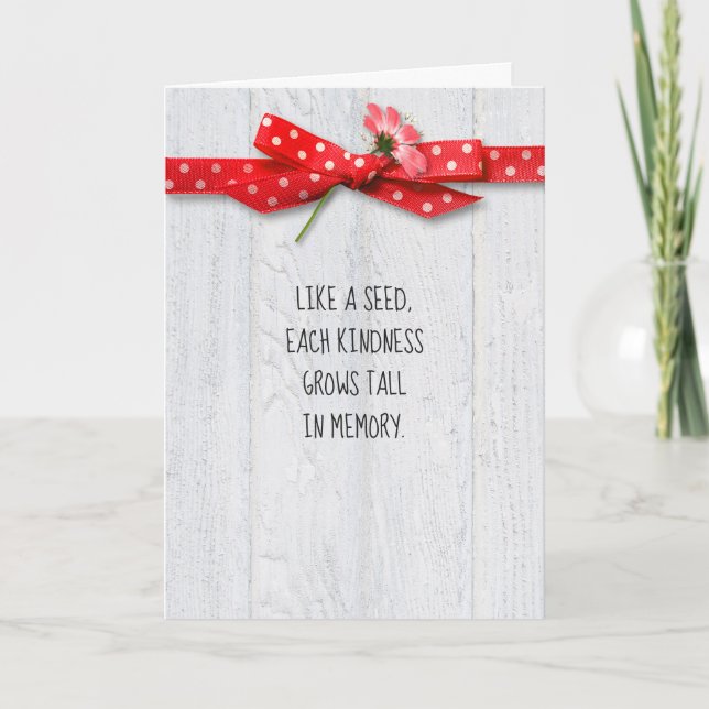 flower on red polka dot bow thank you card (Front)