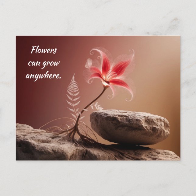 Flower on stone with a spell postcard (Front)
