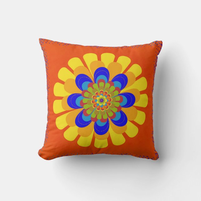 Flower Orange Bloom Cushion (Front)