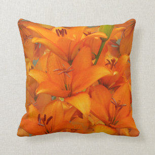 Flower Orange Lily Garden Photo Raindrops Cushion