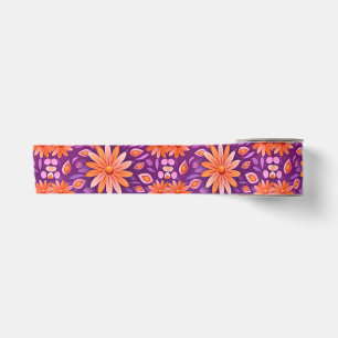 Flower Orange Purple and White 4 Satin Ribbon