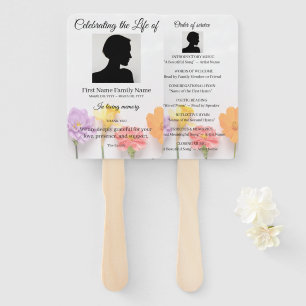Flower order of service hand fan