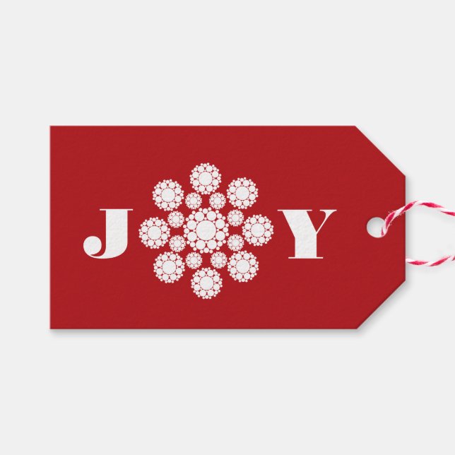 Flower Ornament Joy Christmas Holiday Gift Tag (Front (Horizontal))
