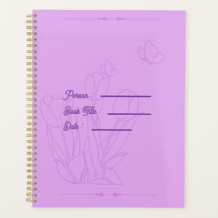 Flower Outline Book Purple Cover Planner