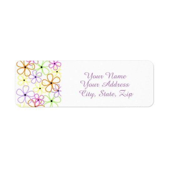 Flower Outlines Return Address Label