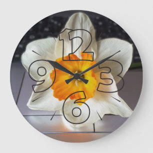 Flower over keyboard large clock