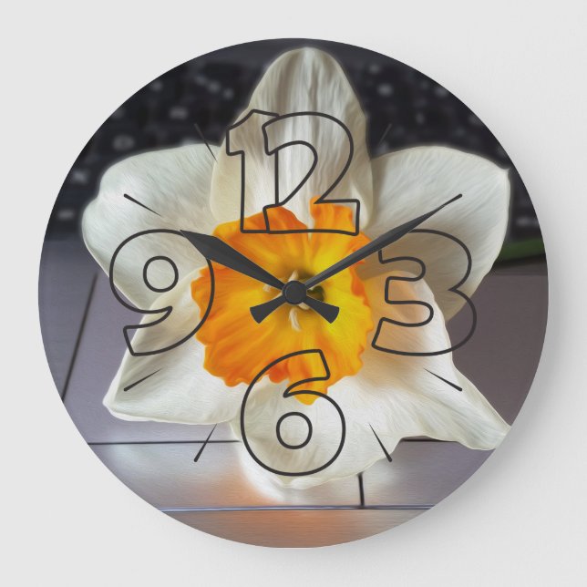 Flower over keyboard large clock (Front)