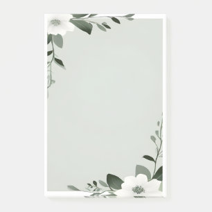 Flower Overlay Border in Sage Green Post-it Notes