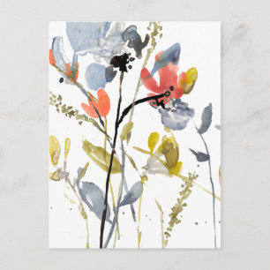Flower Overlay - Watercolor Flowers & Stems Postcard