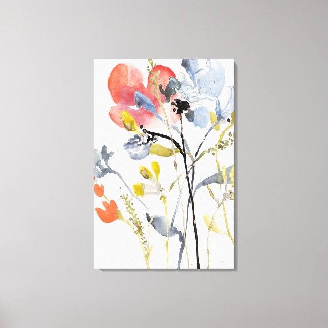 Flower Overlay - Watercolor Pastel Flowers Canvas Print (Front)