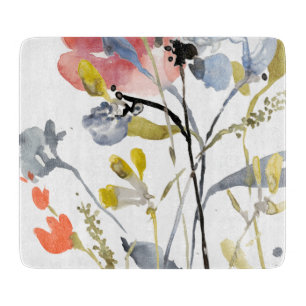 Flower Overlay - Watercolor Pastel Flowers Cutting Board