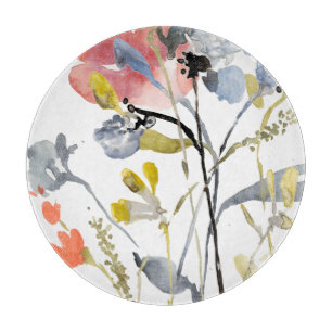 Flower Overlay - Watercolor Pastel Flowers Cutting Board