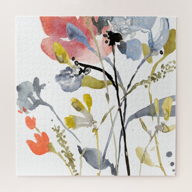 Flower Overlay - Watercolor Pastel Flowers Jigsaw Puzzle (Horizontal)
