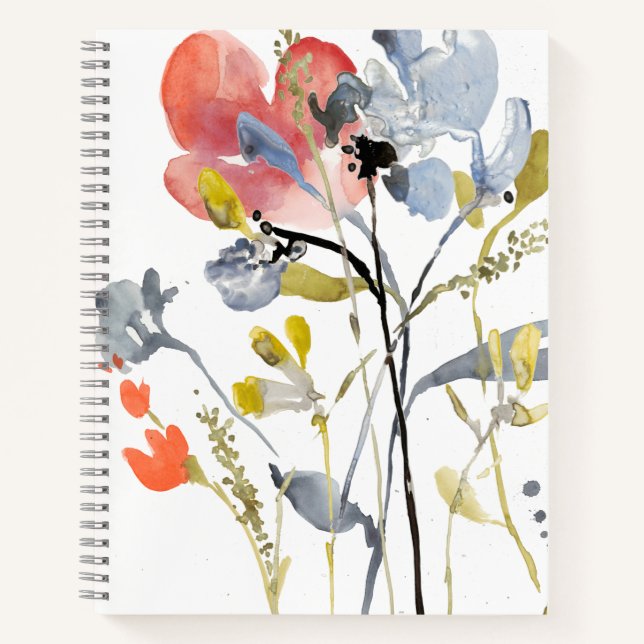 Flower Overlay - Watercolor Pastel Flowers Notebook (Front)