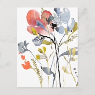 Flower Overlay - Watercolor Pastel Flowers Postcard
